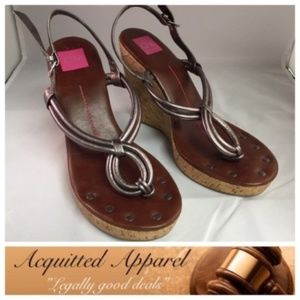 Dolce Vita DV Strappy Wedge Heels Gunmetal Silver